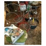 garden supplies - 4 tomato cages, 4 hanging basket