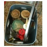 tote of 2 windchimes, hummingbird feeder, 3 bird tote of 2 windchimes, hummingbird feeder, 3 bird