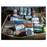 large box of vintage beer cans  - box is 24 inch