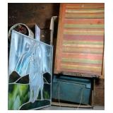 flat with stained glass Wolf, serving tray & suet flat with stained glass Wolf, serving tray & suet