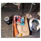 misc lot - rug beater, pepper mill, bed pan, salt misc lot - rug beater, pepper mill, bed pan, salt