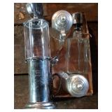 2 glass decanters and 2 glass steins 2 glass decanters and 2 glass steins