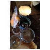 lot of vases, vintage canning lids and plastic lot of vases, vintage canning lids and plastic