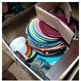 2 boxes of Fiesta Ware and other dishes