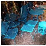 9 piece blue patio furntire set - 4 chairs, 2 low