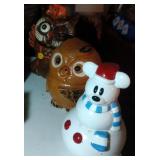 lot of 3 cookie jars - snowman and 2 owls lot of 3 cookie jars - snowman and 2 owls