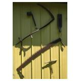 antique tools on side of pole shed - 6 pieces antique tools on side of pole shed - 6 pieces