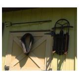 antique tools on side of pole shed - 3 pieces antique tools on side of pole shed - 3 pieces
