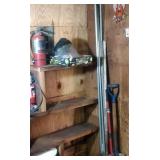 contents of corner - fire extinguisher, braces, contents of corner - fire extinguisher, braces,