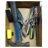 flat of hand tools - hammer, screwdrivers and