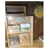 2 home made shelves, sea shells, "Twist Away