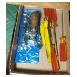 screwdrivers, wrench set, pliers and more