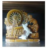 McCoy pottery - spinning wheel planter with dog