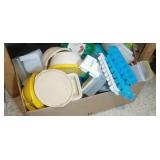 large lot of plasticware & some cleaning supplies