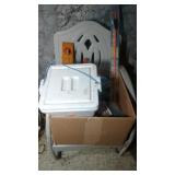 fishing gear and patio chair - minnow bucket,