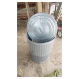 galvanized garbage can, lid and contents