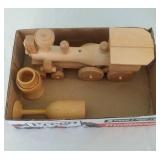 wood toy train (10 inch) and wood toy cups