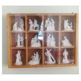 12 nook display, 12 spiritual figures and glass