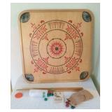 vintage Carrom board game - board, pieces, cues,