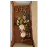 3 salt & pepper shakers (3 inches), 3 deer figures