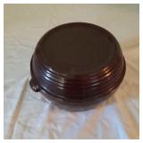 brown stoneware pot and lid - 10 inch diameter