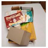 match boxes, match books, match sticks and twine