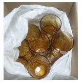 12 amber colored drinking glasses