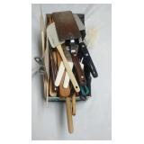 lot of kitchen utensils - spatulas, wooden spoons