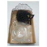 Owl trivets, juicer, ruffler square dish