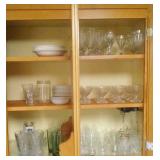 contents of two cupboards - juice glasses, green