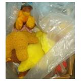 vintage coloring books and stuffed animals