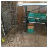 contents under and next to table  - drop spreader,