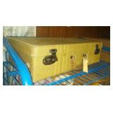 vintage suitcase with 5 pairs of gloves or mittens