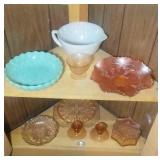 light red glassware - ruffle candy dish, jar with