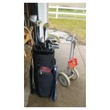 Ladies golf clubs and Play Day cart including a