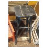 black stool, metal serving cart and 2 door cabinet
