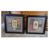 2 framed "September Leaf" art pieces