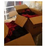 2 medium boxes of aprons - red and black