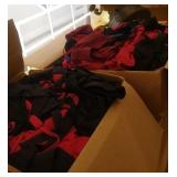 2 medium boxes of aprons - black, red and 1 blue