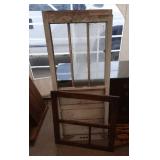 cabinet door frame and 2 white doors