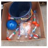 Batman large pail, Little Tykes bowling ball and