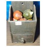 smaller wooden decor shelf with drawer and