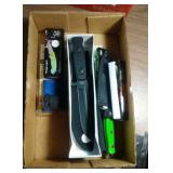 two fixed blade knives and 5 folding blades