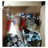 pheasant and duck lot - decanter, carafe, 6