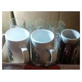 6 steins including 1989 Budweiser, 3 clear and two