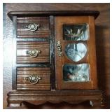 jewely box and contents including bracelet, rings