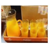 orange summer drinking glasses & matching pitcher