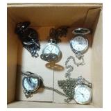 lot of 5 pocket watches with chains