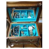 musical jewelry box and contents including rings,