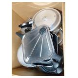 Mirro and Massilon pressure cookers, square pans,